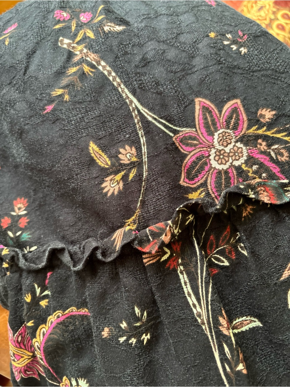 by ANTHROPOLOGIE paisley maxi dress OPEN BACK black PRINT long sleeve size 8 - Picture 6 of 11
